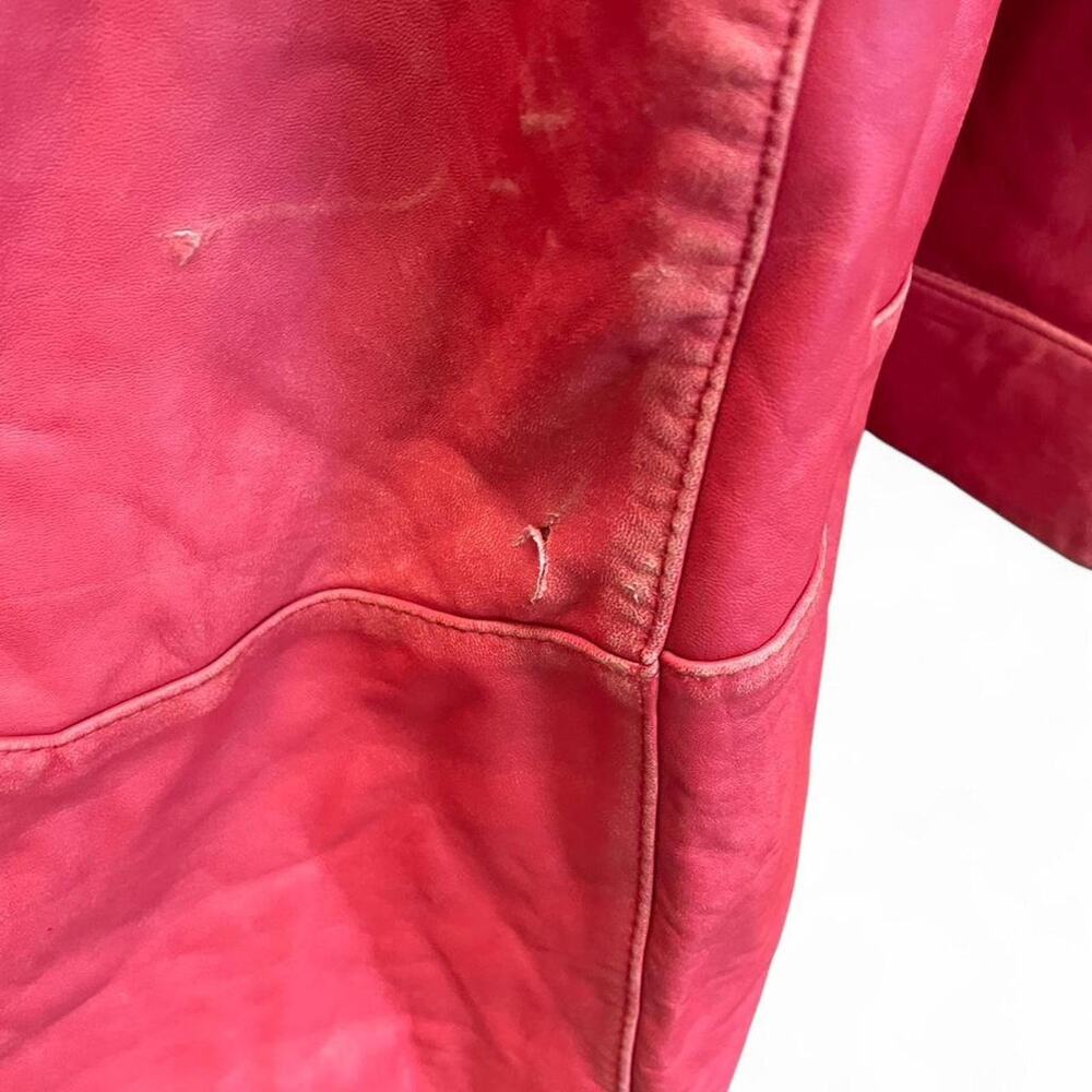 Red leather duster jacket with - Picture 5 of 5